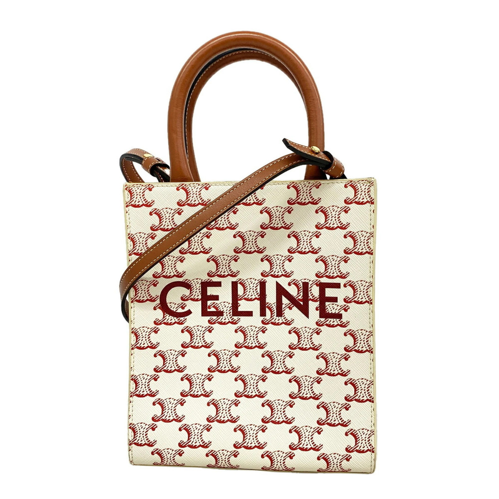 Celine Triomphe Mini Vertical Cabas Handbag, White, 2-way bag for women